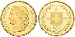 20 Franc Schweiz Gold 