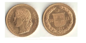 20 Franc Schweiz Gold 