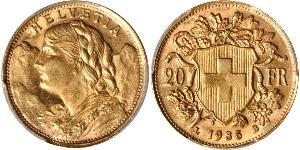 20 Franc Schweiz Gold 