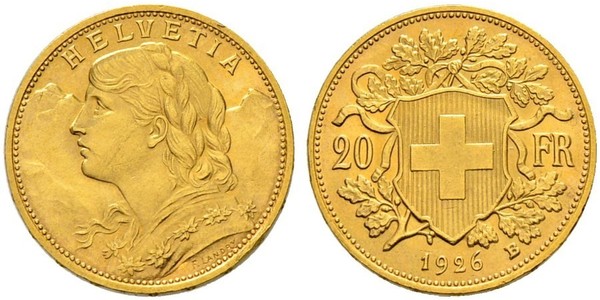 20 Franc Schweiz Gold 