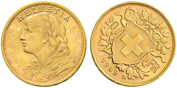 20 Franc Schweiz Gold 