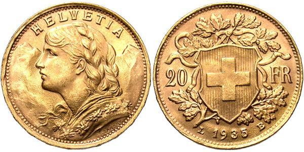 20 Franc Schweiz Gold 