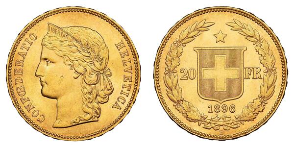20 Franc Schweiz Gold 