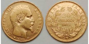 20 Franc Second French Empire (1852-1870) Gold Napoleon III (1808-1873)