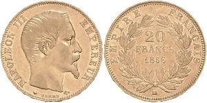 20 Franc Second French Empire (1852-1870) Gold Napoleon III (1808-1873)