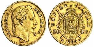 20 Franc Second French Empire (1852-1870) Gold Napoleon III (1808-1873)