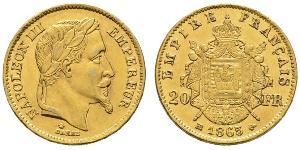 20 Franc Second French Empire (1852-1870) Gold Napoleon III (1808-1873)