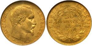 20 Franc Second French Empire (1852-1870) Gold Napoleon III (1808-1873)