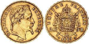 20 Franc Second French Empire (1852-1870) Gold Napoleon III (1808-1873)