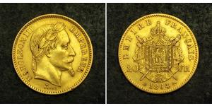 20 Franc Second French Empire (1852-1870) Gold Napoleon III (1808-1873)