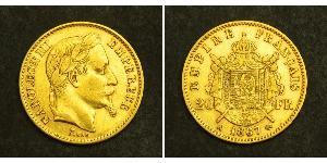 20 Franc Second French Empire (1852-1870) Gold Napoleon III (1808-1873)