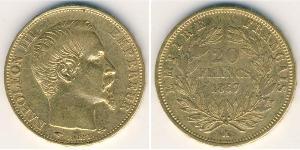 20 Franc Second French Empire (1852-1870) Gold Napoleon III (1808-1873)