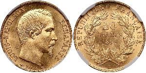 20 Franc Second French Empire (1852-1870) Gold Napoleon III (1808-1873)