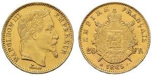 20 Franc Second French Empire (1852-1870) Gold Napoleon III (1808-1873)