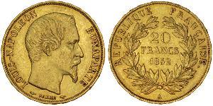 20 Franc Second French Empire (1852-1870) Gold Napoleon III (1808-1873)