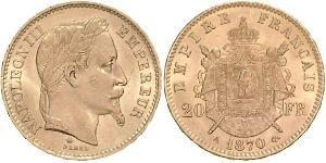 20 Franc Second French Empire (1852-1870) Gold Napoleon III (1808-1873)