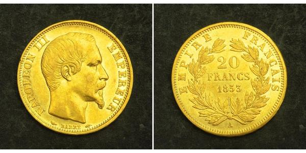 20 Franc Second French Empire (1852-1870) Gold Napoleon III (1808-1873)