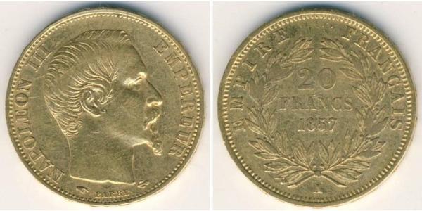 20 Franc Second French Empire (1852-1870) Gold Napoleon III (1808-1873)