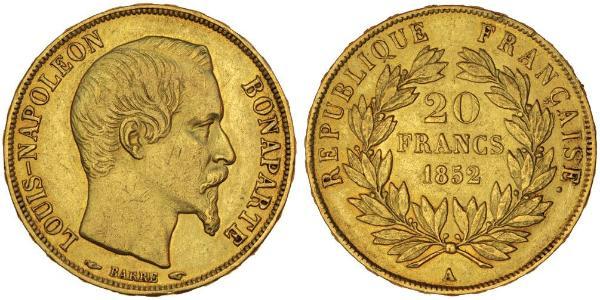 20 Franc Second French Empire (1852-1870) Gold Napoleon III (1808-1873)