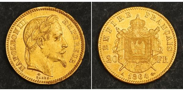 20 Franc Second French Empire (1852-1870) Gold Napoleon III (1808-1873)