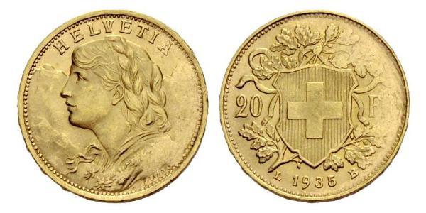 20 Franc Switzerland Gold 