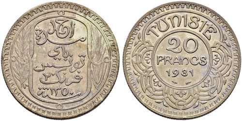 20 Franc Tunisia Gold 