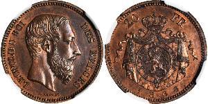20 Franc Belgien Kupfer Leopold II (1835 - 1909)