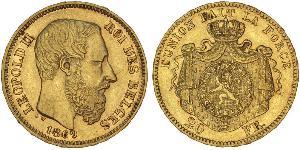 20 Franc Belgique Or Leopold II (1835 - 1909)