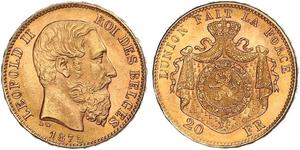 20 Franc Belgique Or Leopold II (1835 - 1909)