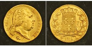 20 Franc Kingdom of France (1815-1830) Or Louis XVIII de France  (1755-1824)