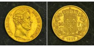 20 Franc Kingdom of France (1815-1830) Or Charles X de France (1757-1836)