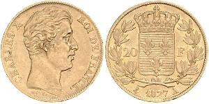 20 Franc Kingdom of France (1815-1830) Or Charles X de France (1757-1836)