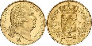 20 Franc Kingdom of France (1815-1830) Or Louis XVIII de France  (1755-1824)