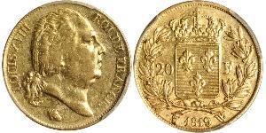 20 Franc Kingdom of France (1815-1830) Or Louis XVIII de France  (1755-1824)