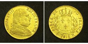 20 Franc Kingdom of France (1815-1830) Or Louis XVIII de France  (1755-1824)