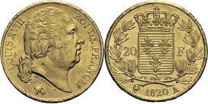 20 Franc Kingdom of France (1815-1830) Or Louis XVIII de France  (1755-1824)