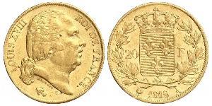 20 Franc Kingdom of France (1815-1830) Or Louis XVIII de France  (1755-1824)