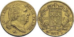 20 Franc Kingdom of France (1815-1830) Or Louis XVIII de France  (1755-1824)