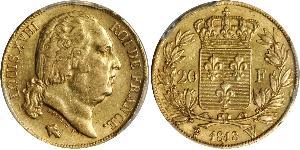 20 Franc Kingdom of France (1815-1830) Or Louis XVIII de France  (1755-1824)