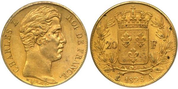 20 Franc Kingdom of France (1815-1830) Or Charles X de France (1757-1836)