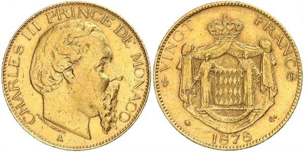 20 Franc Monaco Or Charles III de Monaco (1818-1889)
