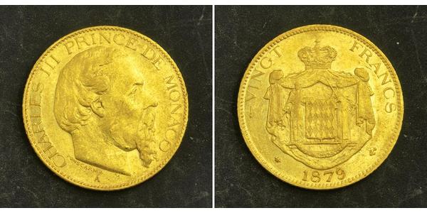 20 Franc Monaco Or Charles III de Monaco (1818-1889)