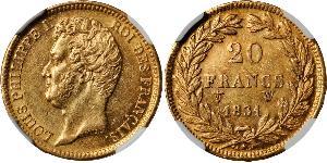 20 Franc Monarchie de Juillet (1830-1848) Or Louis-Philippe I (1773 -1850)