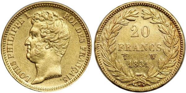 20 Franc Monarchie de Juillet (1830-1848) Or Louis-Philippe I (1773 -1850)