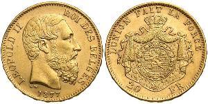 20 Franc Belgio Oro Leopold II (1835 - 1909)