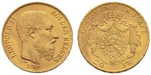 20 Franc Belgio Oro Leopold II (1835 - 1909)