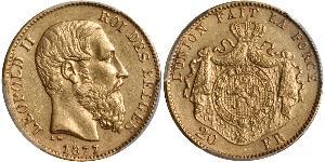 20 Franc Belgio Oro Leopold II (1835 - 1909)