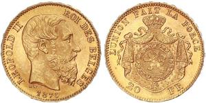 20 Franc Belgio Oro Leopold II (1835 - 1909)