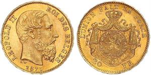 20 Franc Belgio Oro Leopold II (1835 - 1909)