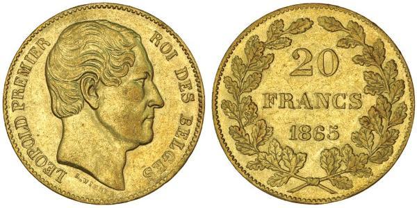 20 Franc Belgio Oro Leopoldo I del Belgio (1790-1865)